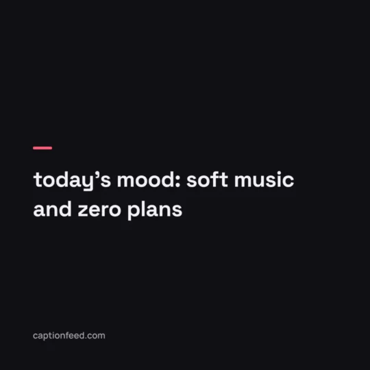 Story Captions For Instagram card: today's mood: soft music and zero plans